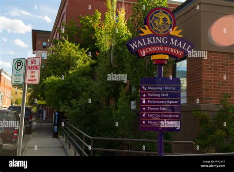 Walking Mall sign in Last Chance Gulch, Downtown Helena, Montana, USA Stock Photo - Alamy