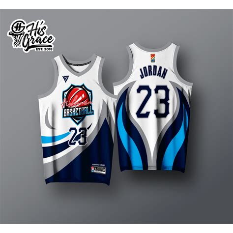 HISGRACE WHITE BLUE FULL SUBLIMATION HISGRACE BASKETBALL JERSEY FREE CUSTOMIZE OF NAME AND ...