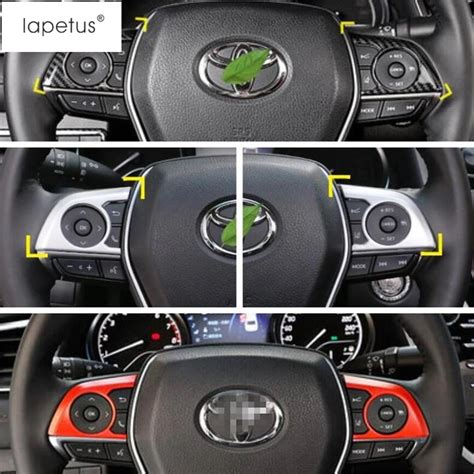 Lapetus Accessories Fit For Toyota Camry 2018 2019 ABS Tricolor Steering Wheel Button Frame ...