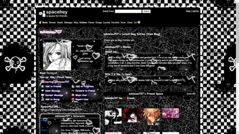 Black and White SpaceHey Layout for Myspace