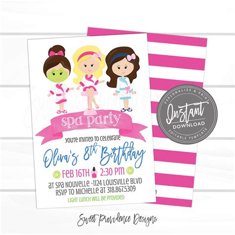 Invitations & Announcements Spa Birthday Invitation SPA Birthday Party ...