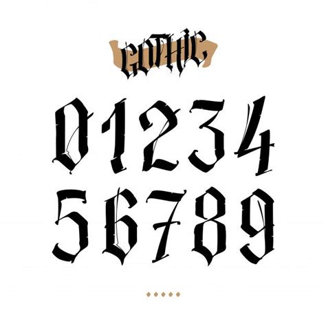 Premium Vector | The numbers are in the gothic style | Tattoo lettering fonts, Tattoo fonts ...