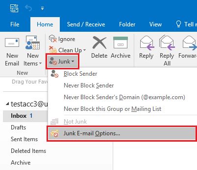 Removing junk email in Outlook 2016 for Windows | Information Services Division - UCL ...