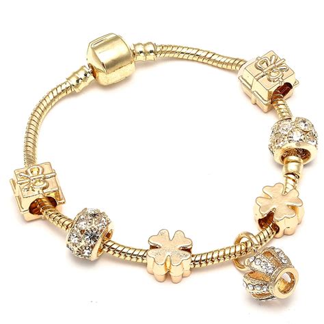 Fashion Gold Color Crown Charm Pandora Bracelets Clover Beads Bracelet ...