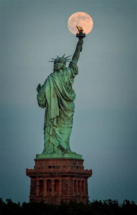 Full Moon Statue Of Liberty Photograph by Susan Candelario - Pixels