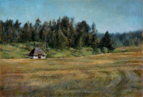 Old Mountain Cabin - Landscape Oil painting - Fine Arts Gallery - Original fine Art Oil ...