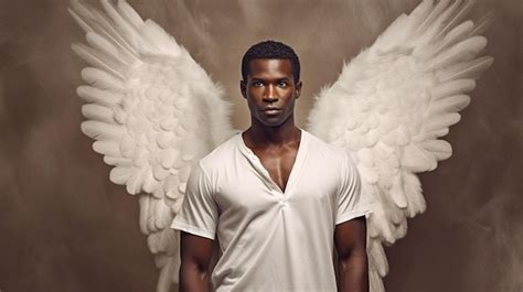 Premium AI Image | Black American man wearing angel wings made of ...