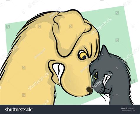 Dog And Cat Nose To Nose/Butting Heads Stock Vector Illustration ...