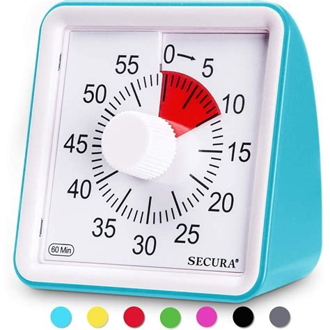 Secura 60-Minute Visual Timer, Classroom Countdown Clock, Silent Timer ...