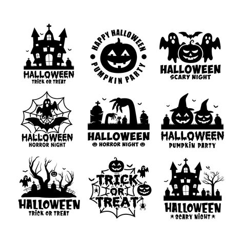Happy Halloween Black white vector design logo collection 10655696 Vector Art at Vecteezy