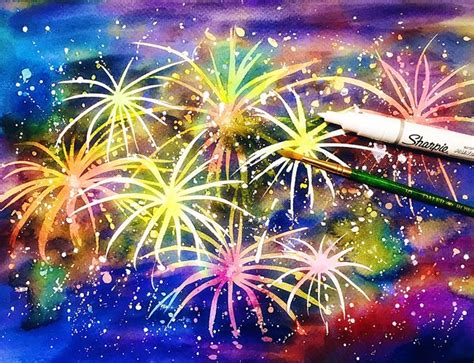 Happy New Year 2016 ya’ll . . . | Watercolor fireworks, Beginning ...