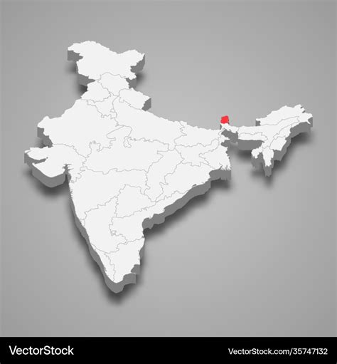 Sikkim state location within india 3d map Vector Image