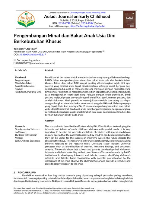 (PDF) Pengembangan Minat dan Bakat Anak Usia Dini Berkebutuhan Khusus