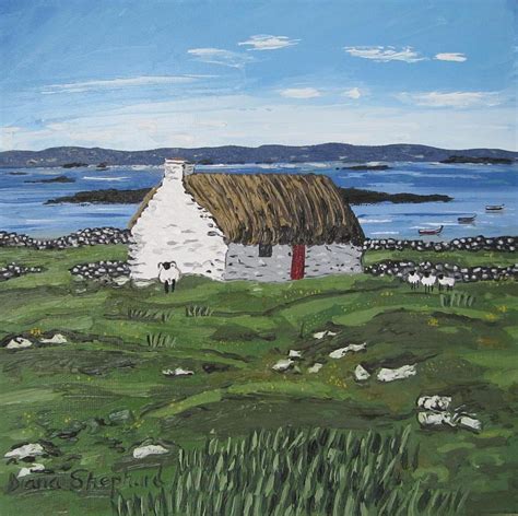 Connemara Thatched Cottage with Sheep Ireland Painting by Diana Shephard - Fine Art America