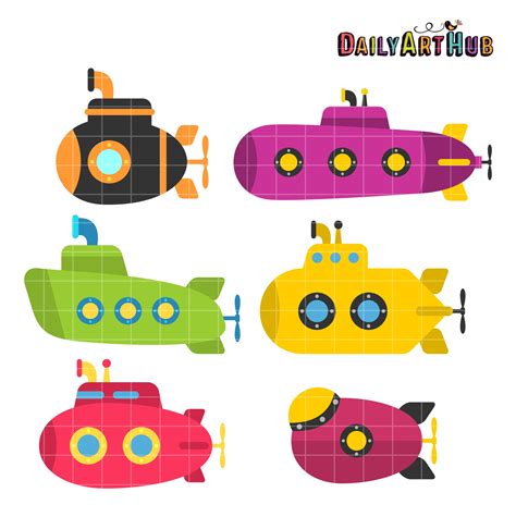 Cute Submarines Clip Art Set – Daily Art Hub – Free Clip Art Everyday ...