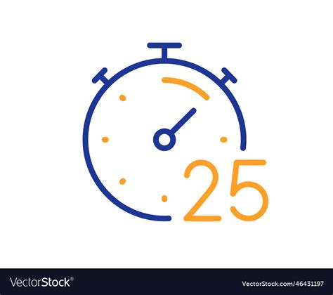 Timer 25 minutes line icon stopwatch time sign Vector Image