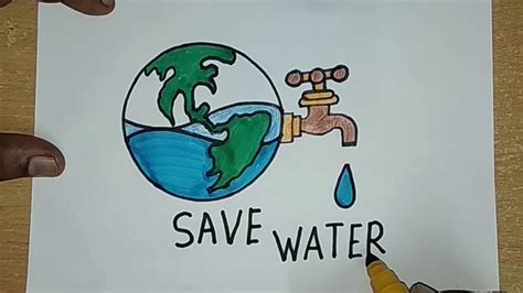 How To Draw Save Water Save Earth Drawing For Kids Save Future Coloring | Images and Photos finder
