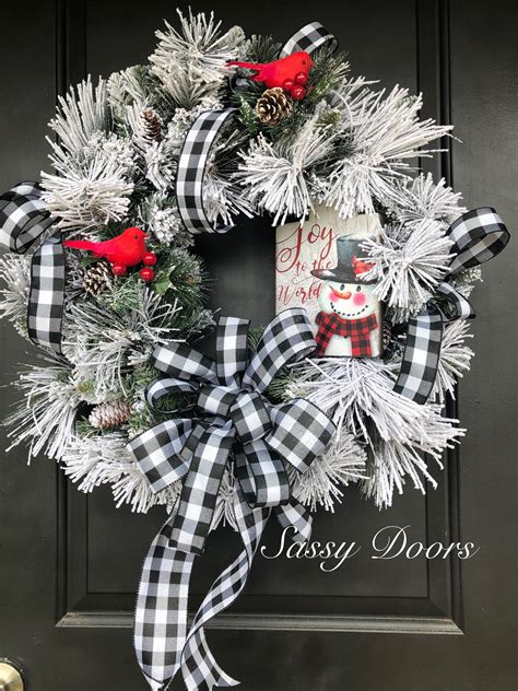 Snowman Wreath, Cardinals Christmas Winter Wreath, Winter Cardinal Wreath, Winter Front Door ...