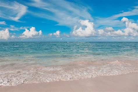 Tropical Ocean Beach and Blue Sky Stock Photo - Image of blue, cloud ...