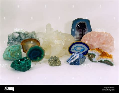 Collection Of Crystals & Rocks Stock Photo - Alamy