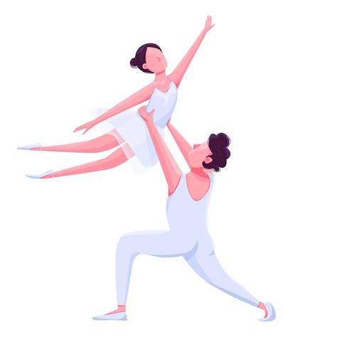 Ballet dancers couple performance flat color vector faceless character. Theatre dance partners ...