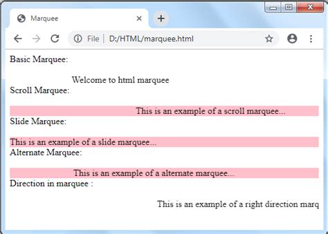 Marquee Tag in HTML - HTML Tutorial | Study Glance