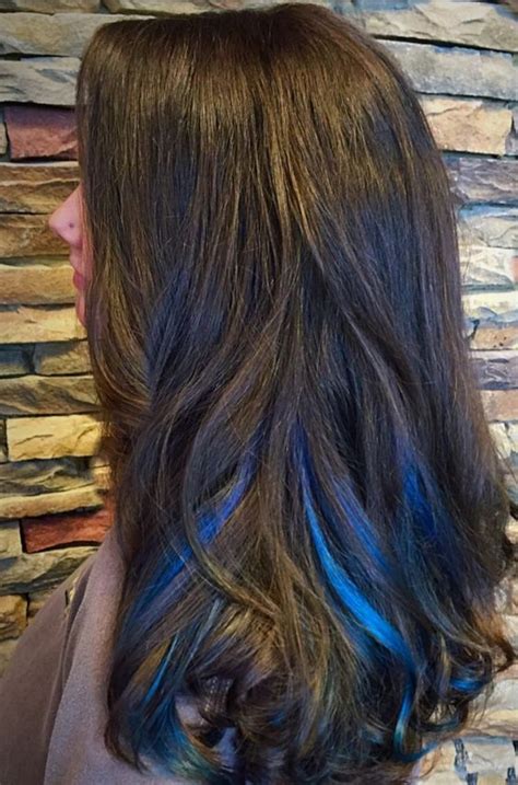 How to get peekaboo blue hair | Blue hair highlights, Blue hair streaks ...