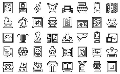 Art gallery icons set outline vector. School museum 8888184 Vector Art ...