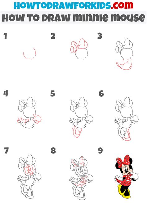 How to Draw Minnie Mouse - Easy Drawing Tutorial For Kids