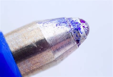 Ballpoint pen tip. stock photo. Image of ball, blue, dirty - 33826878