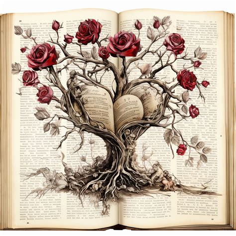 Vintage Book Tree Art Print Free Stock Photo - Public Domain Pictures