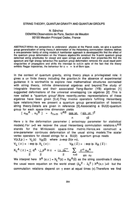 (PDF) String Theory, Quantum Gravity and Quantum Groups, Lecture Notes in Physics 382, 1991