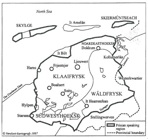 Map of the varieties of West Frisian in the province of Fryslân, the... | Download Scientific ...