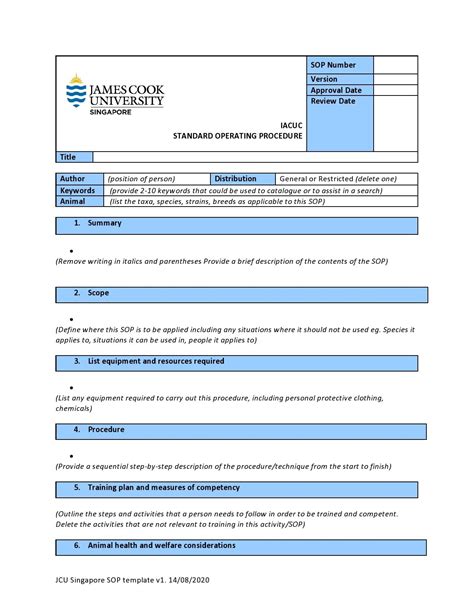 Procedure Manual Template Word Free | Standard operating procedure ...