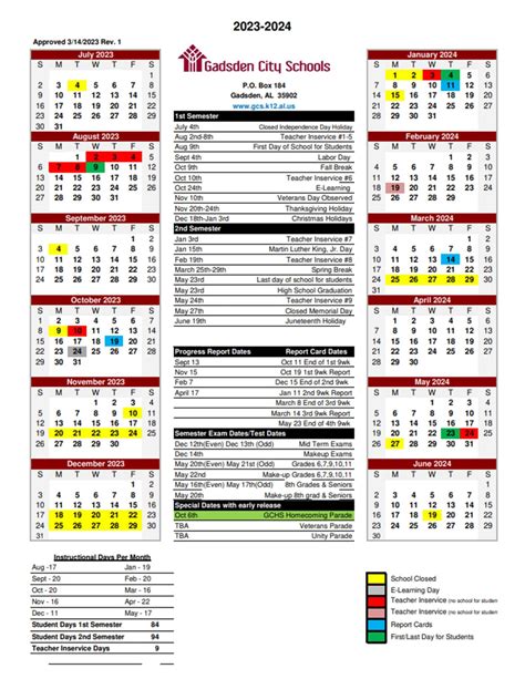 Calendar (Gadsden City Schools) – Gadsden High School