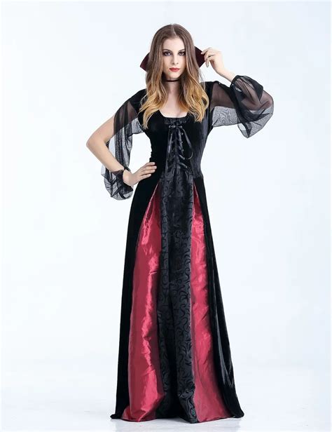 S XL 2017 New Medieval Renaissance Adult Gothic Vampire Outfit The Queen Vampire Costume ...