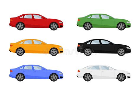 Set of Isolated Cars of Different Colors Stock Vector - Illustration of ...