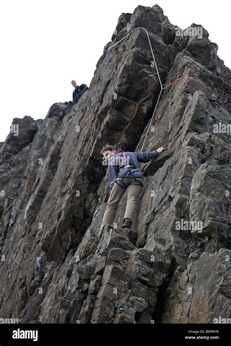 Climbers on the Inaccessible Pinnacle, Isle of Skye Stock Photo - Alamy