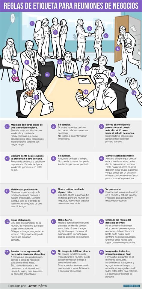 15 reglas de etiqueta para las reuniones de negocios | Reglas de etiqueta, Etiqueta y protocolo ...