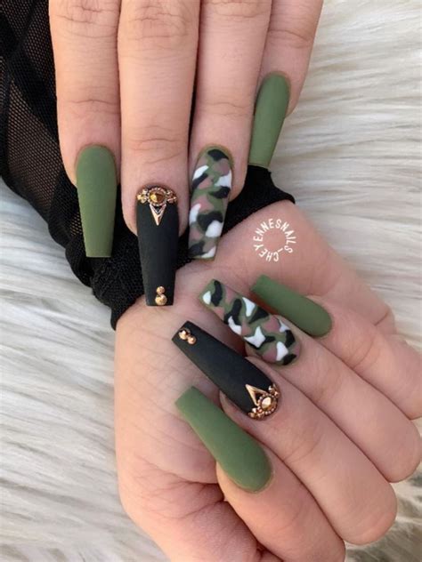 Nail Matte Short Olive Green #nailspromote #naillove #nailart in 2020 | Green nails, Green ...