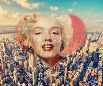 Collage with a photo of New York and your photo inside a heart. Create.. - Photofunny