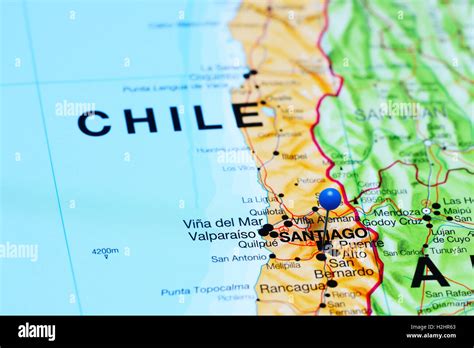 Santiago pinned on a map of Chile Stock Photo: 122093275 - Alamy