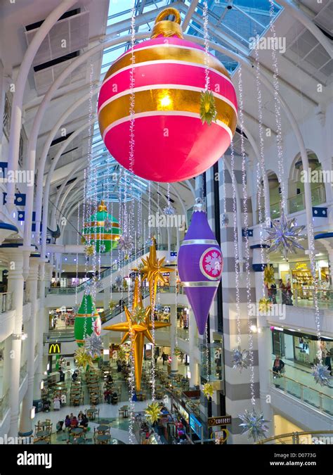 Christmas decorations in shopping mall Peacock Centre Woking Surrey ...