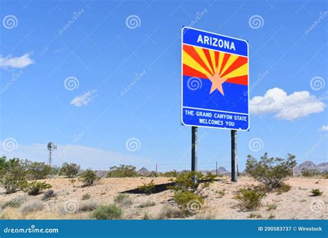 Arizona Welcome Sign at the State Border Stock Image - Image of border ...