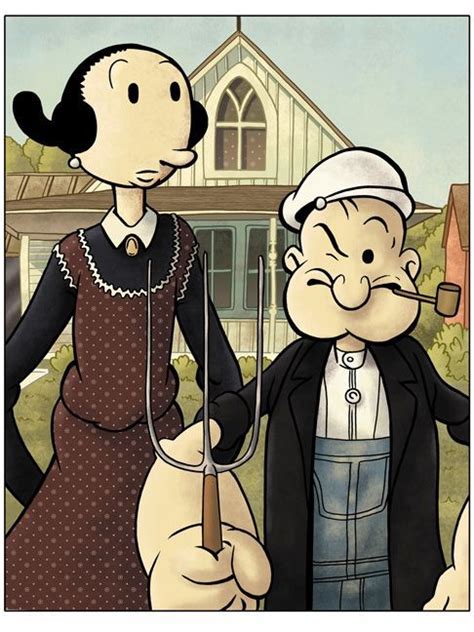 American Gothic, Grant Wood, Popeye, Olive, Parody American Gothic Painting, American Gothic ...