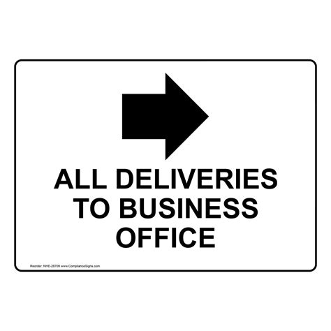 Deliveries To Office Right Arrow Sign With Symbol - White