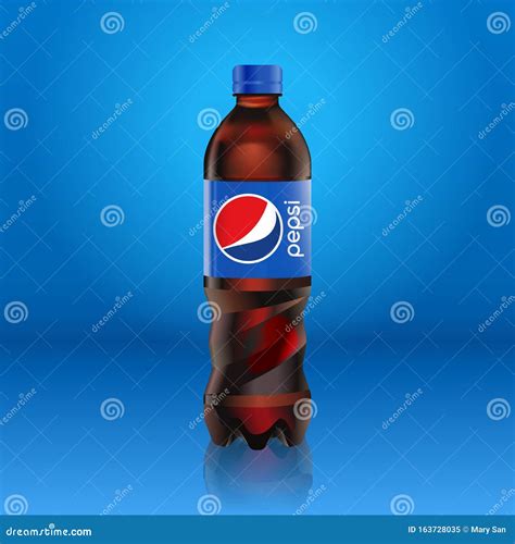 Realistic Pepsi Cola Bottle Mock Up with Blue Label with Logo Isolated ...