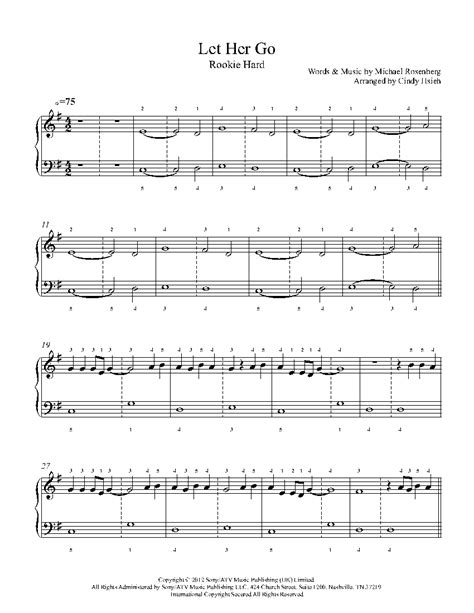 Let Her Go Piano Sheet Music Free Printable - Free Printable