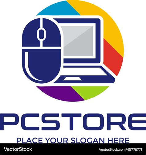 Pc store logo template Royalty Free Vector Image