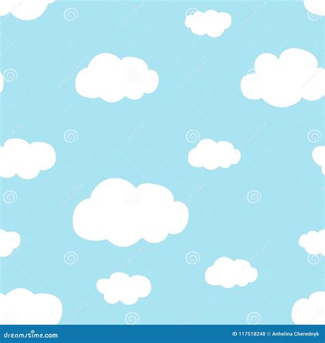 Light Blue Sky White Clouds Pattern Seamless Vector Stock Vector ...